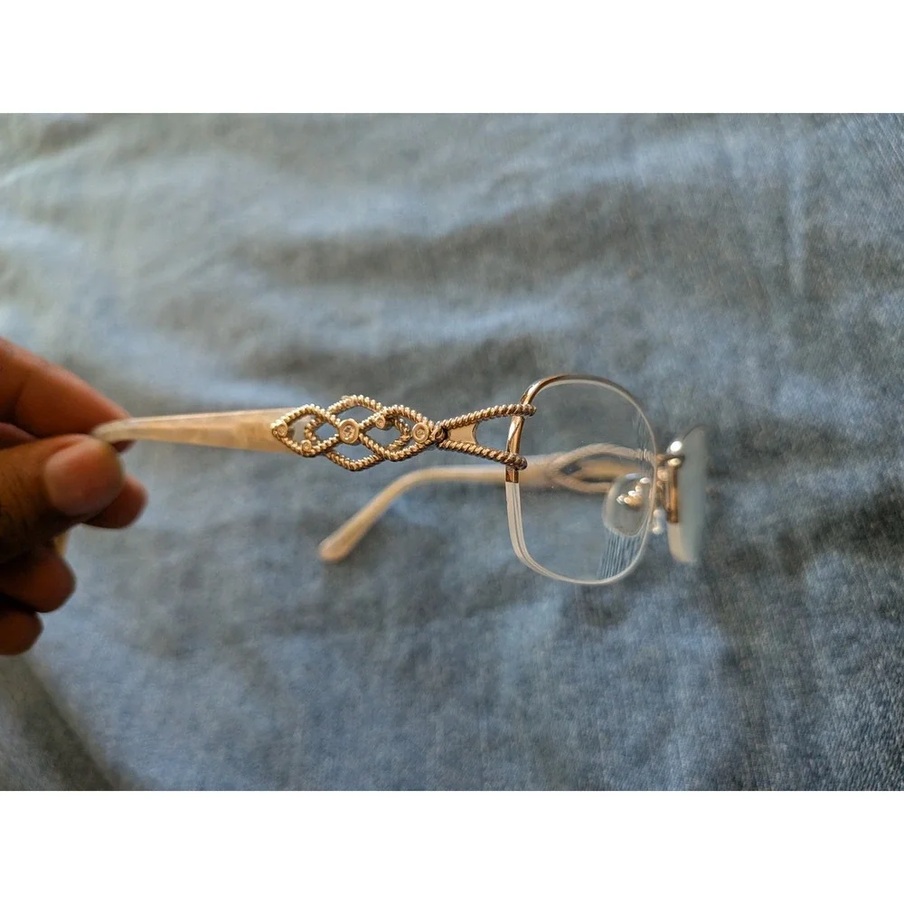 Oleg Glasses Women Silver Tone Gold Tone Embellished Eyeglasses Frames 51-17